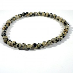 Bracelet en Jaspe dalmatien perles facettées 4mm
