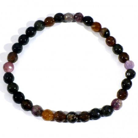 Bracelet en tourmaline facettée multicolore 6mm