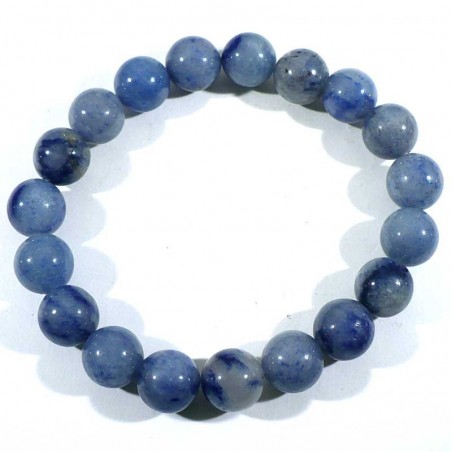 Bracelet en quartz bleu (rutile) perles rondes 10mm