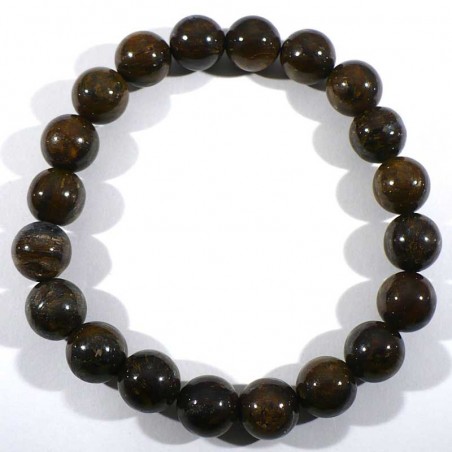 Bracelet en bronzite perles rondes 10mm