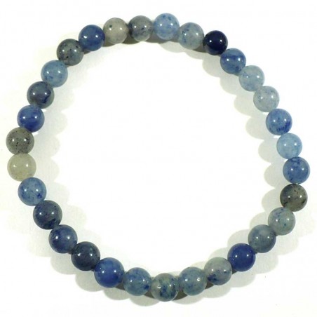 Bracelet en quartz bleu (rutile) perles rondes 6mm