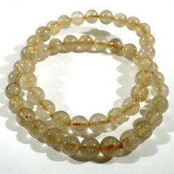 Bracelet en quartz rutile perles rondes 6mm