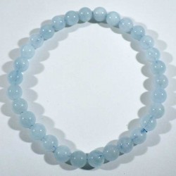 bracelet en aigue-marine perles rondes 6mm