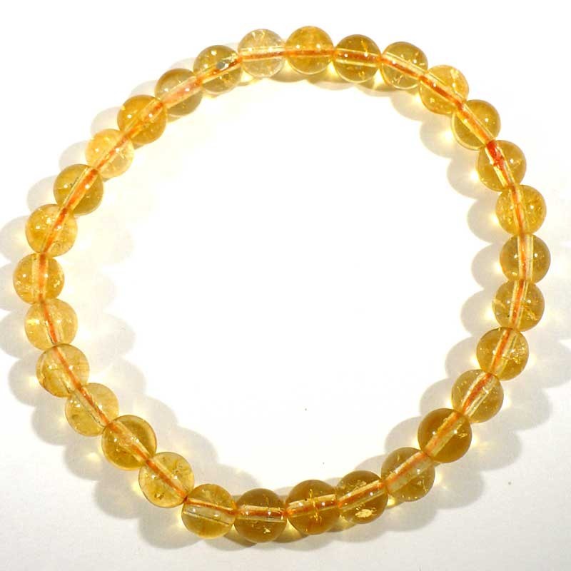 Bracelet en citrine perles rondes 6mm
