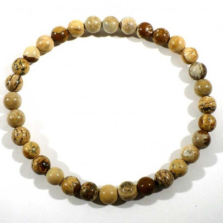 Bracelet en jaspe paysage perles rondes 6mm Bracelet en jaspe paysage perles rondes 6mm