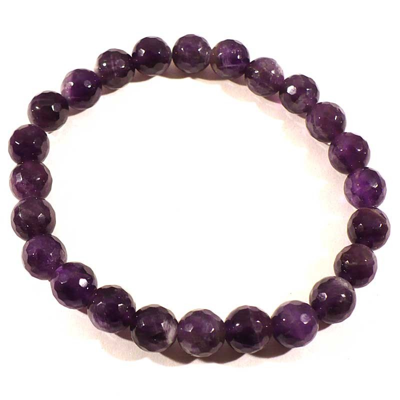 bracelet en améthyste perles facettées 8mm