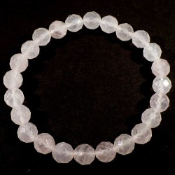 Bracelet en quartz rose perles facettées 8mm