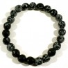 Bracelet en obsidienne neige perles facettées 8mm