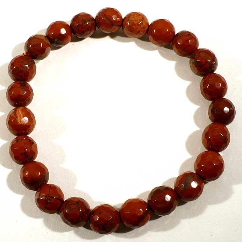 bracelet en jaspe rouge perles facettées 8mm