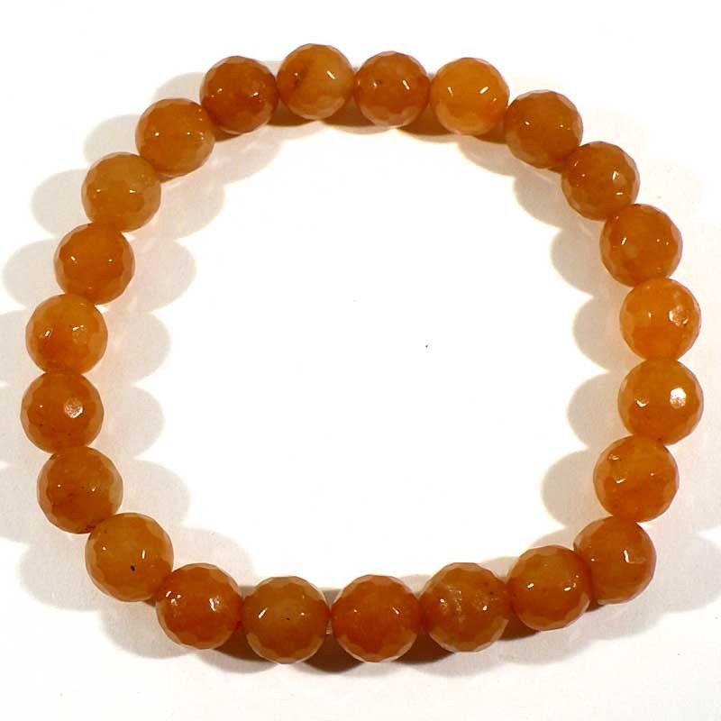 Bracelet en aventurine orange perles facettées 8mm