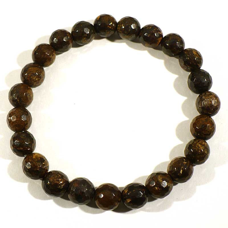 Bracelet en bronzite perles facettées 8mm