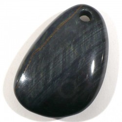Pendentif galet plat en oeil de faucon 4cm