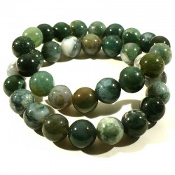 bracelet en agate mousse perles rondes 12mm