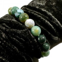 bracelet en agate mousse perles rondes 12mm
