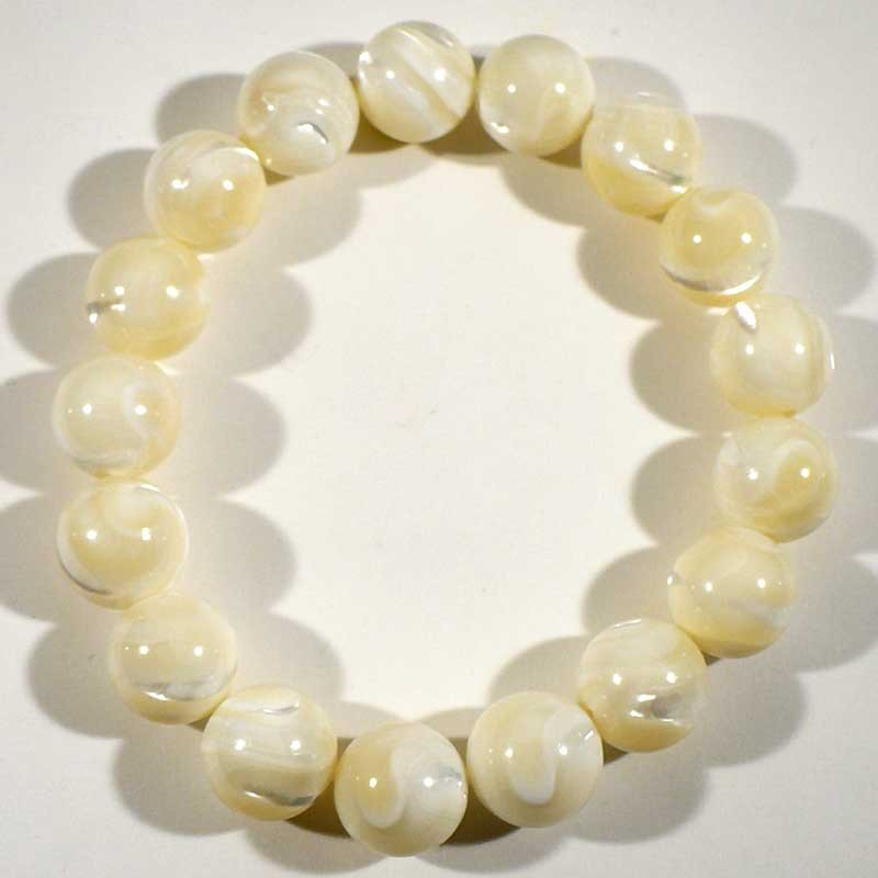 Bracelet en nacre perles rondes 12mm
