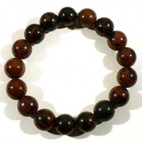 Bracelet en Obsidienne acajou perles rondes 12mm