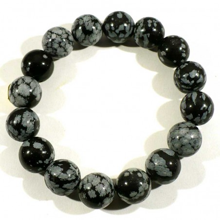 Bracelet en Obsidienne neige perles rondes 12mm