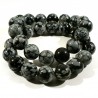 Bracelet en Obsidienne neige perles rondes 12mm