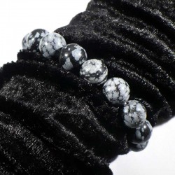 Bracelet en Obsidienne neige perles rondes 12mm