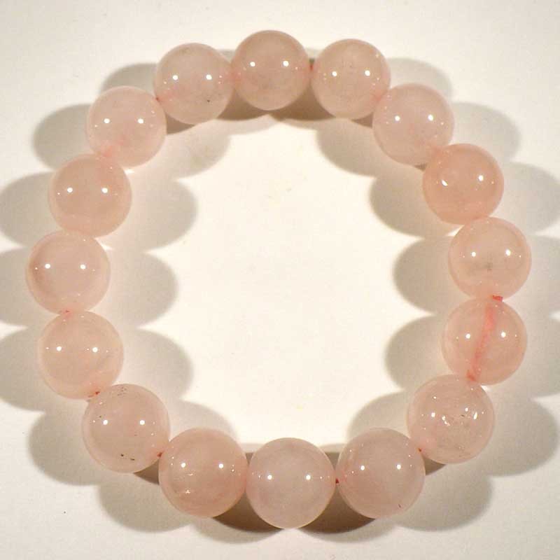 Bracelet en quartz rose perles rondes 12mm