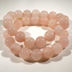 Bracelet en quartz rose perles rondes 12mm