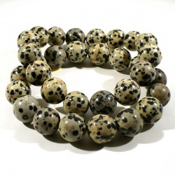 Bracelet en Jaspe dalmatien perles rondes 12mm