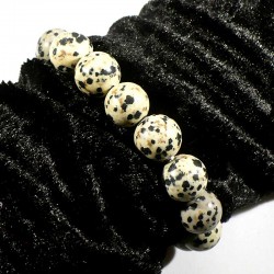 Bracelet en Jaspe dalmatien perles rondes 12mm