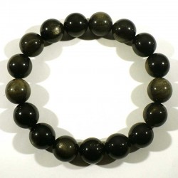 Bracelet en Obsidienne dorée perles rondes 12mm