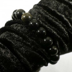 Bracelet en Obsidienne dorée perles rondes 12mm