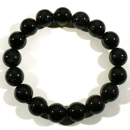 Bracelet en Tourmaline noire perles rondes 12mm