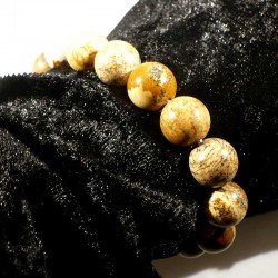 Bracelet en jaspe paysage perles rondes 12mm