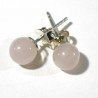 puces d'oreilles en quartz rose tige argent