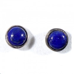 puces d'oreilles serties d'argent en lapis-lazuli