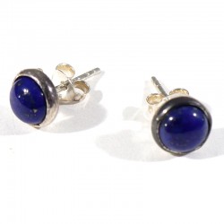 puces d'oreilles serties d'argent en lapis-lazuli