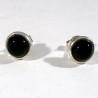 puces d'oreilles serties argent en onyx noir