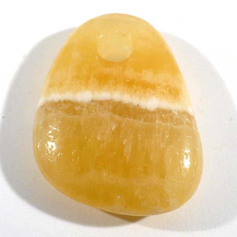 Pendentif galet plat en calcite orange 3cm
