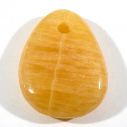 Pendentif galet plat en calcite orange qualité extra 4cm