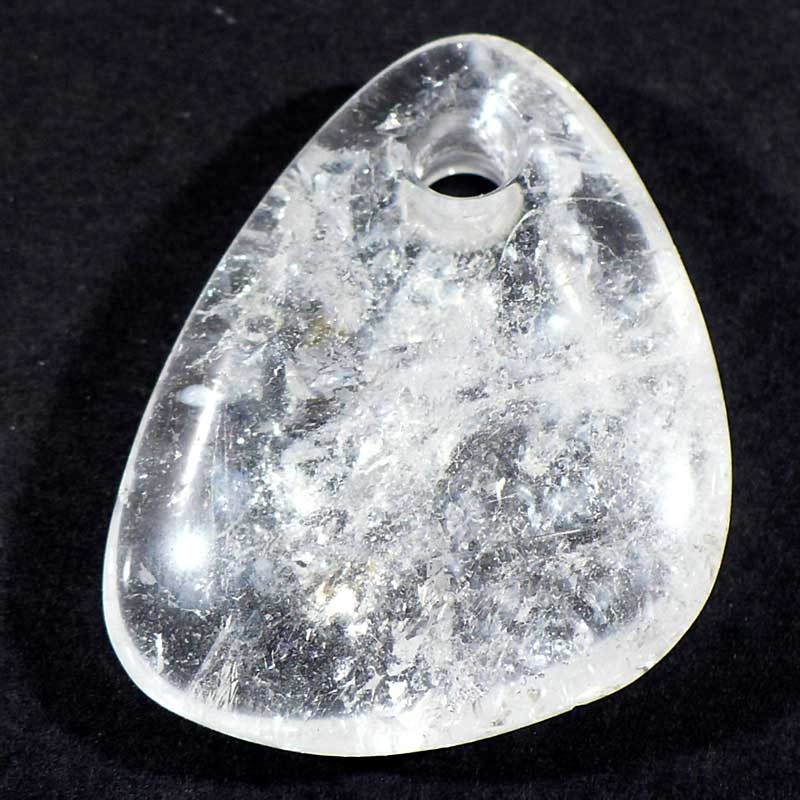 Pendentif galet plat en cristal de roche 4cm